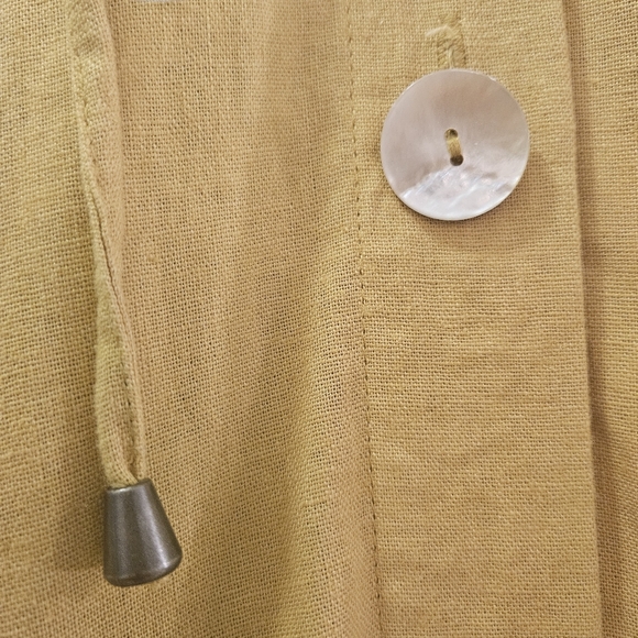 JNY Jones New York M Medium women's yellow over coat jacket blazer 55% LINEN - Picture 7 of 15